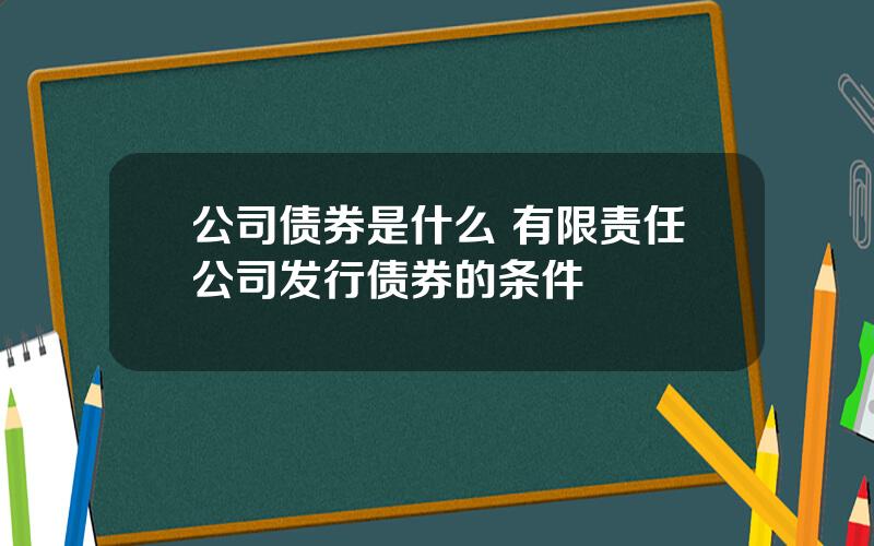 公司债券是什么 有限责任公司发行债券的条件